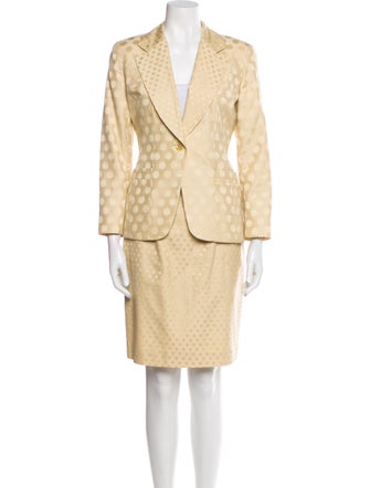 Christian Dior Polka Dot Print Skirt Suit
