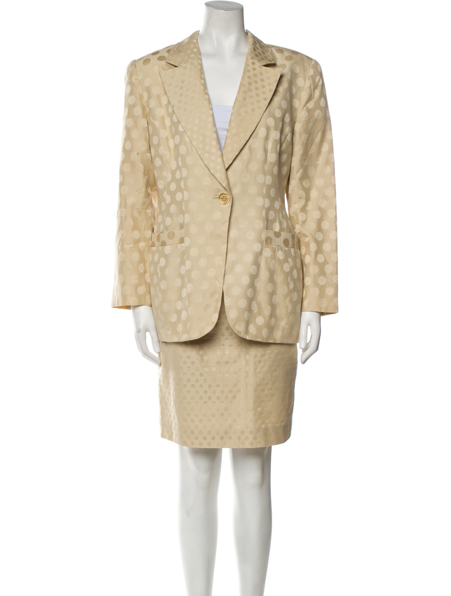 Christian Dior Polka Dot Print Skirt Suit