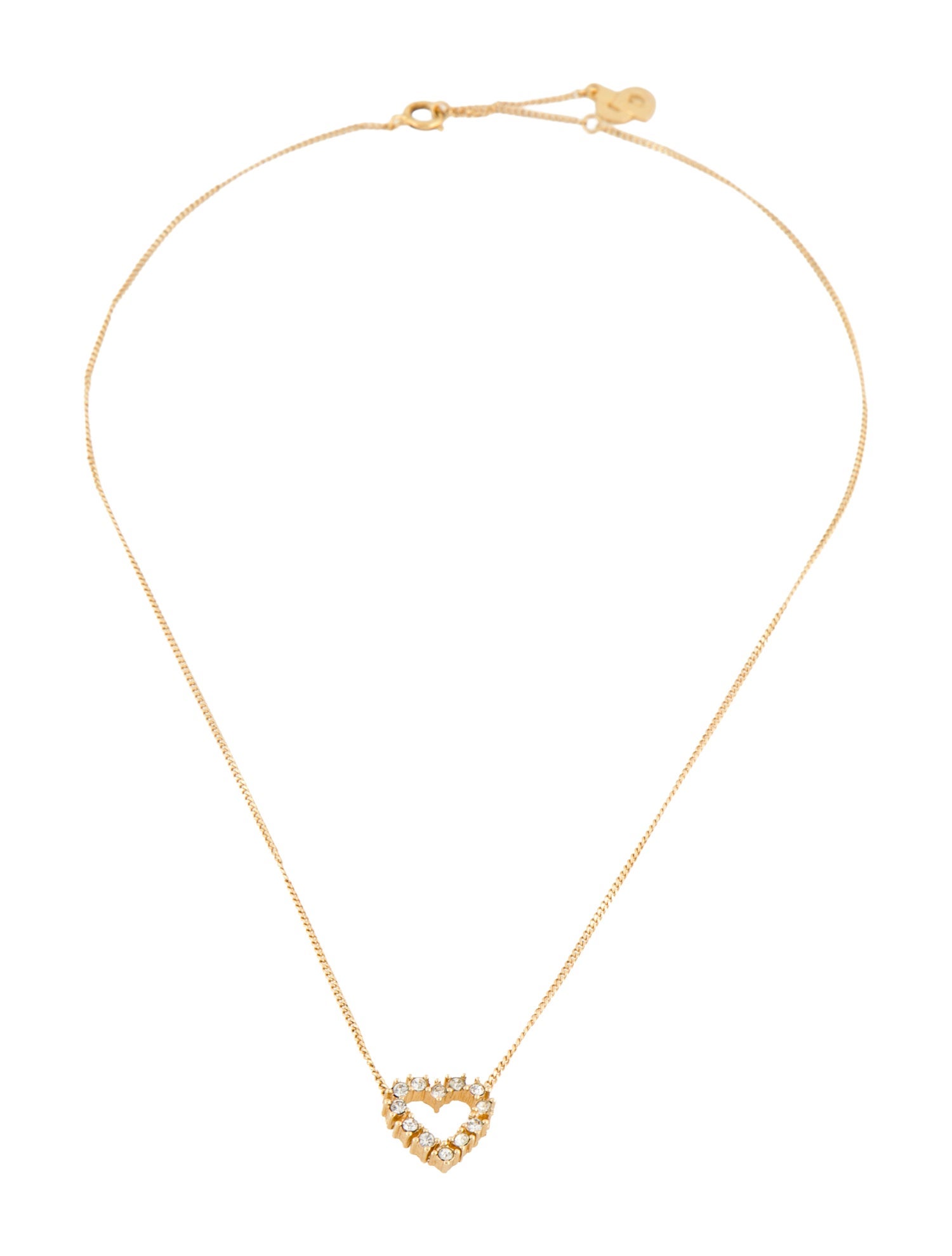 Christian Dior Vintage Crystal Heart Pendant Necklace