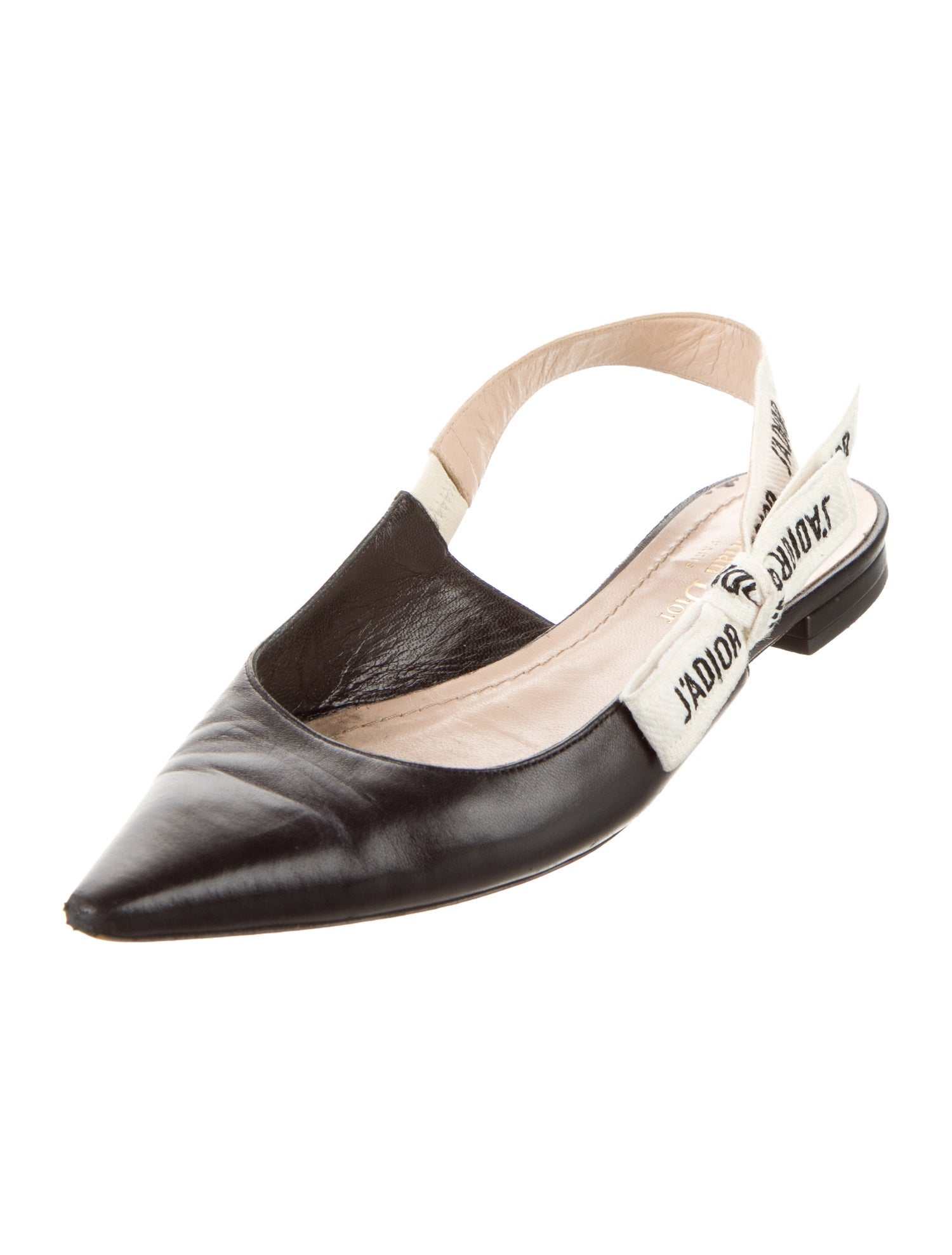 Christian Dior Leather Graphic Print Slingback Flats