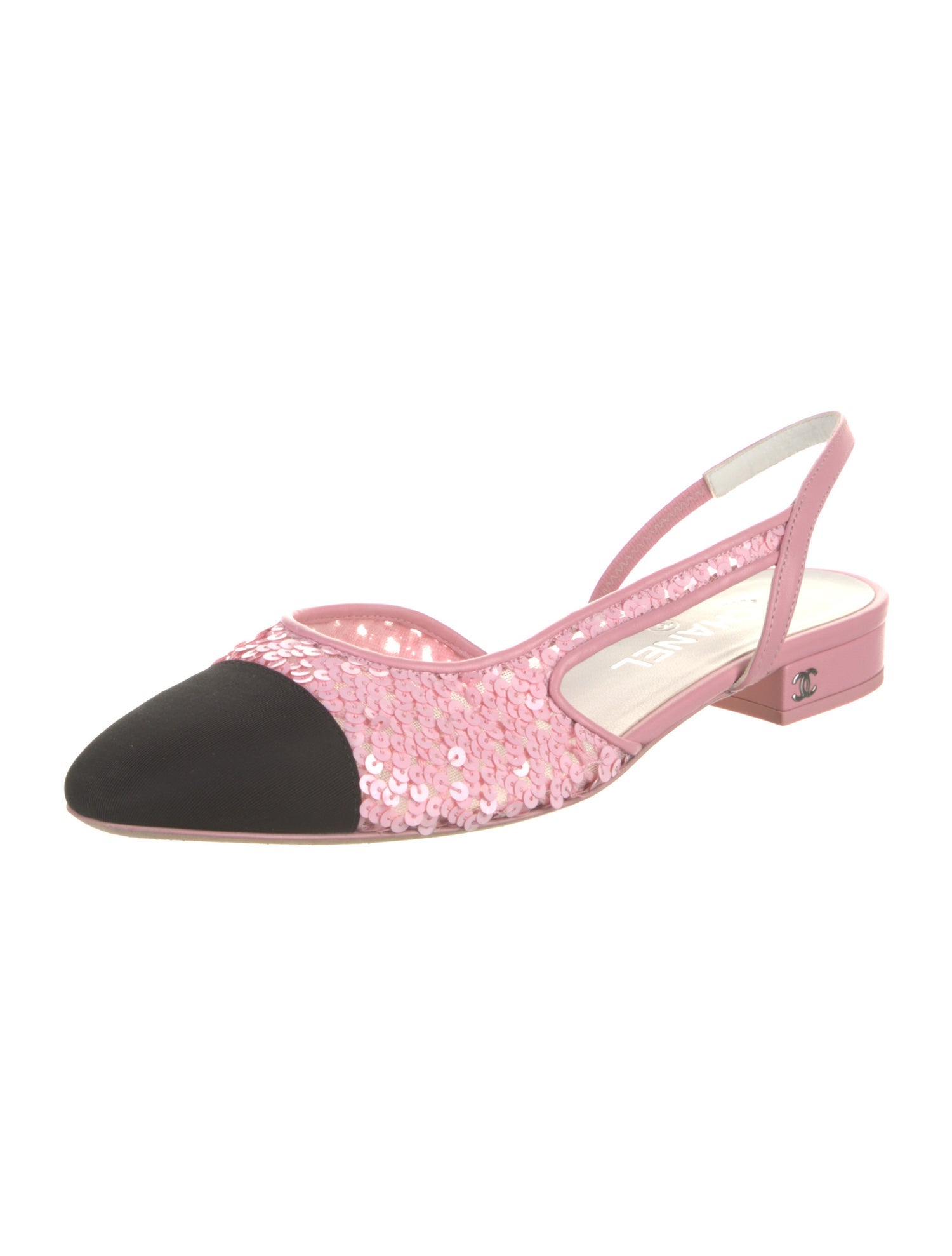 Chanel Interlocking CC Logo Sequins Slingback Flats