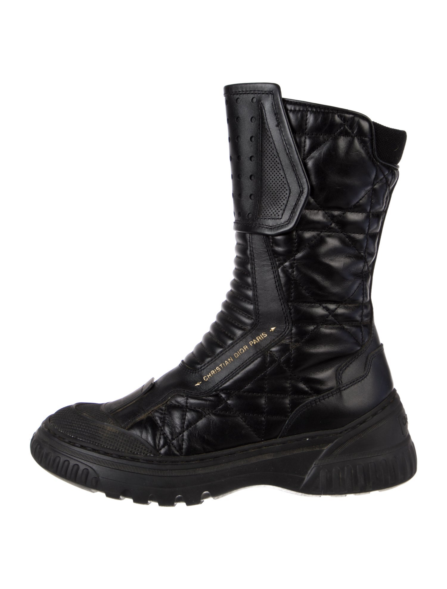 Christian Dior Leather Lasercut Accents Combat Boots