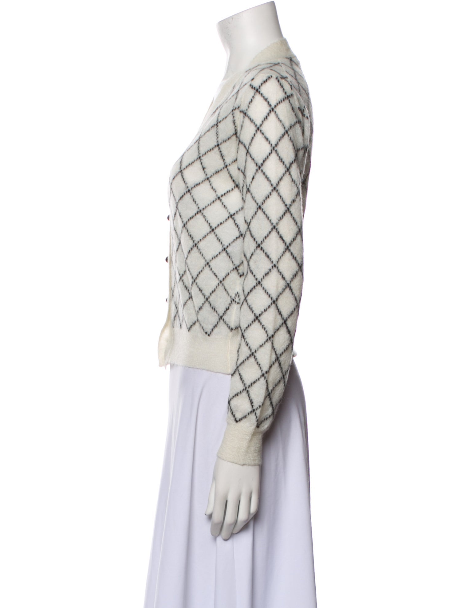 Christian Dior Plaid Print V-Neck Sweater