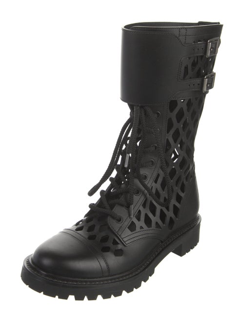 Christian Dior Leather Lasercut Accents Combat Boots