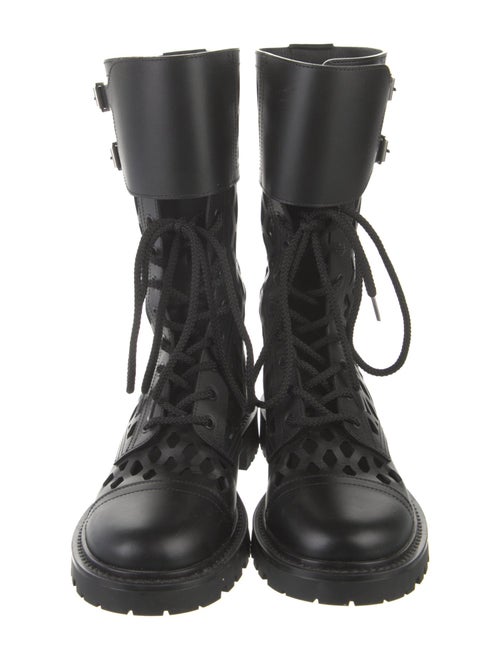 Christian Dior Leather Lasercut Accents Combat Boots
