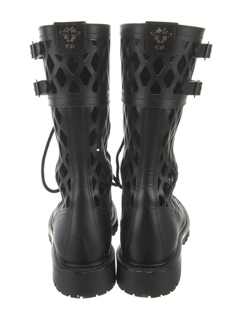 Christian Dior Leather Lasercut Accents Combat Boots
