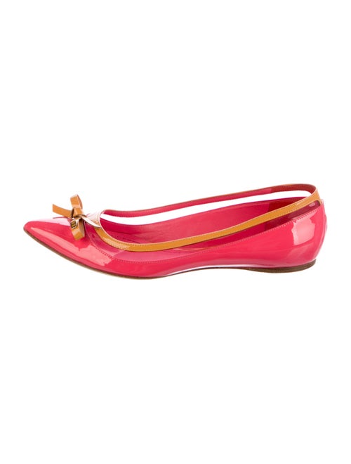 Christian Dior Patent Leather Bow Accents Ballet Flats
