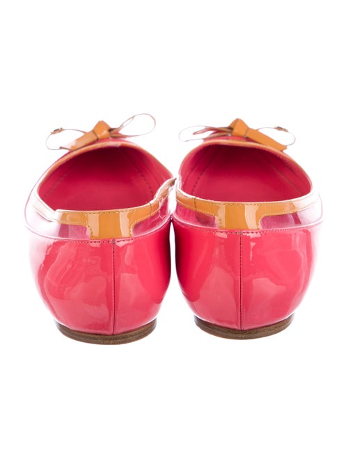 Christian Dior Patent Leather Bow Accents Ballet Flats