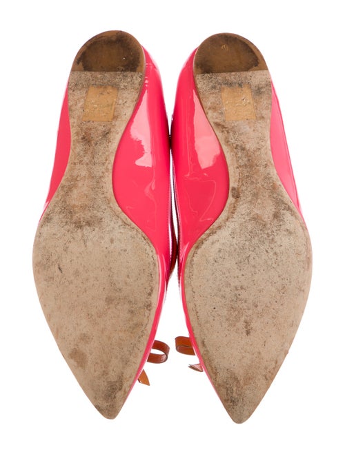 Christian Dior Patent Leather Bow Accents Ballet Flats
