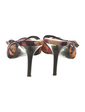 Christian Dior Printed Leather Trim Embellishment Mules