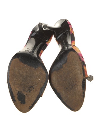 Christian Dior Printed Leather Trim Embellishment Mules