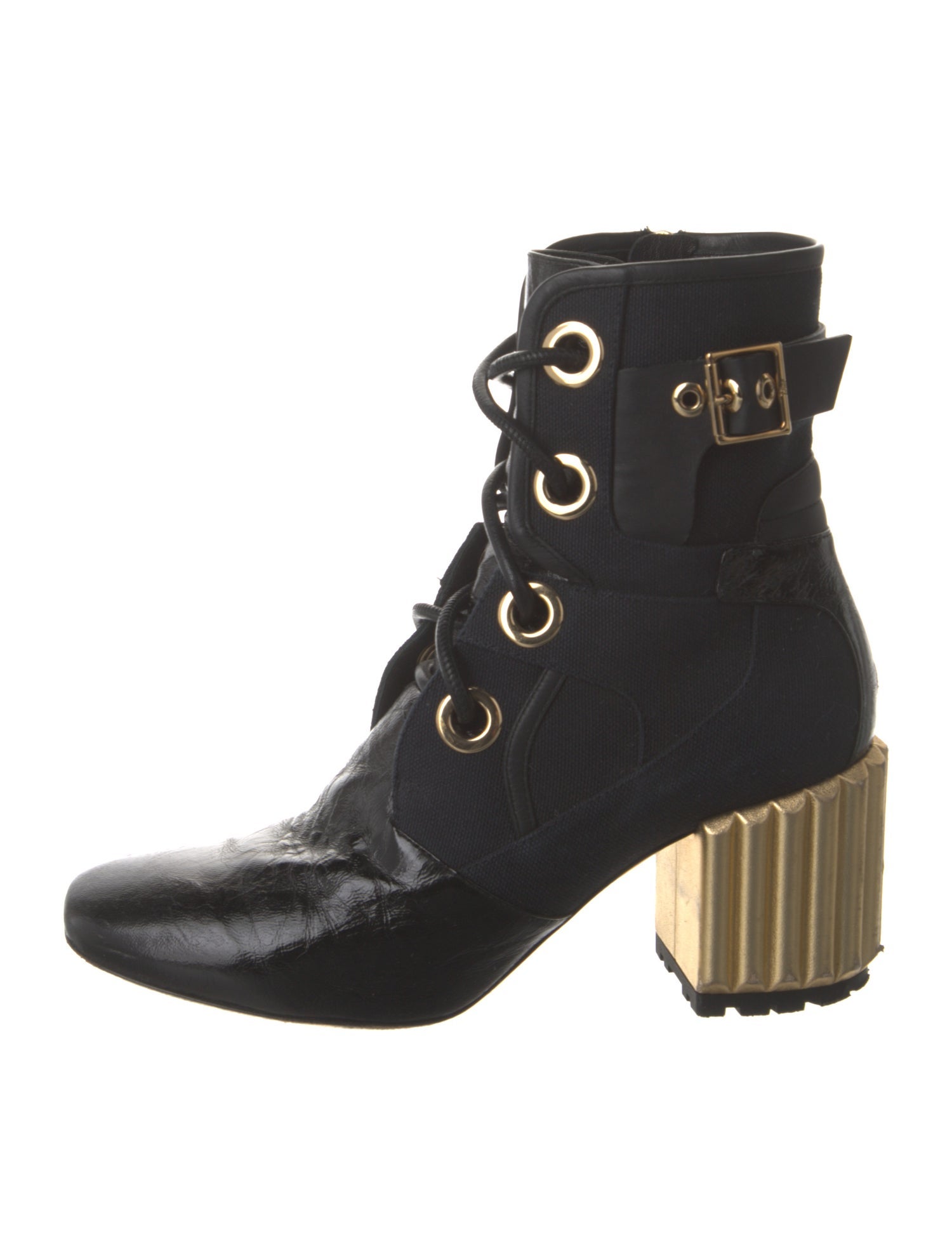 Christian Dior Canvas Lace-Up Boots