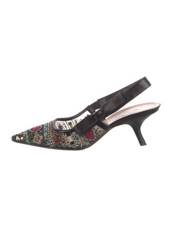 Christian Dior Mesh Printed Slingback Pumps