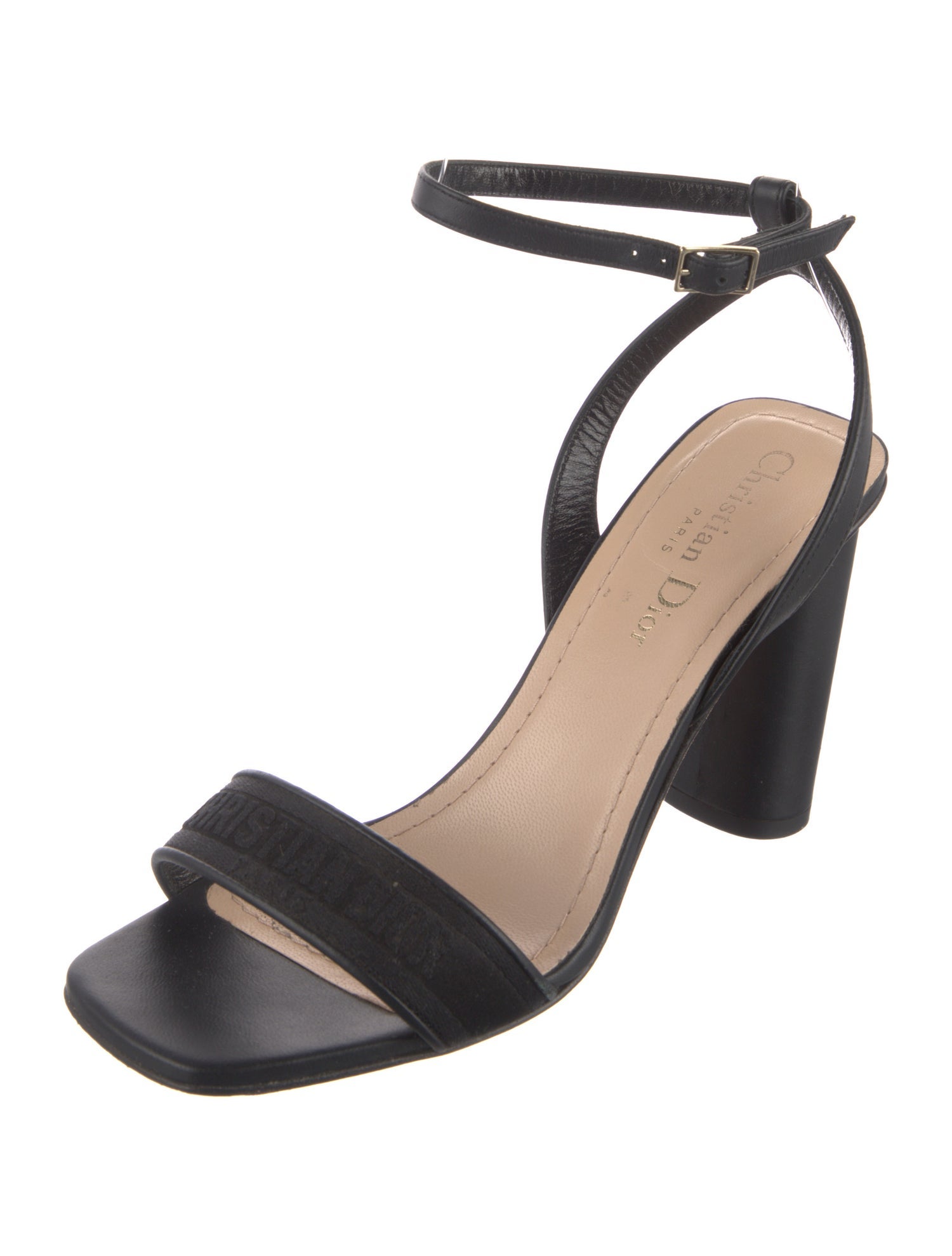 Christian Dior Leather Embroidered Accent Sandals