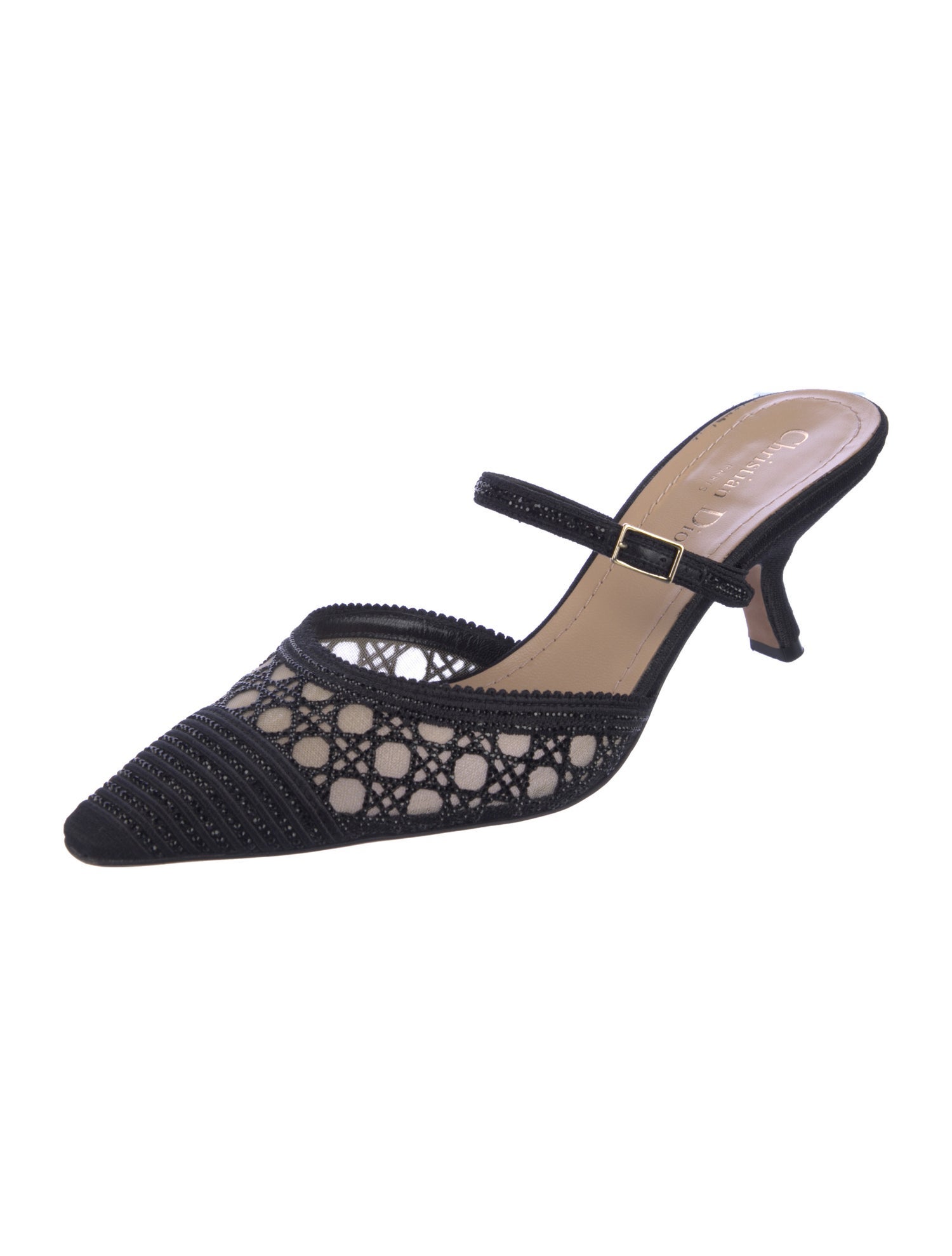 Christian Dior Cannage Pattern Mesh Accents Mules