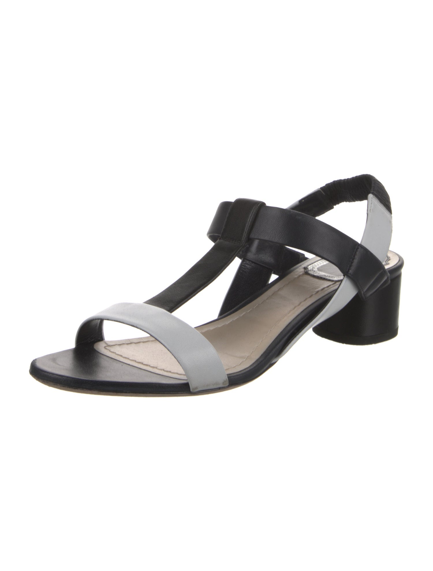 Christian Dior Leather Colorblock Pattern T-Strap Sandals