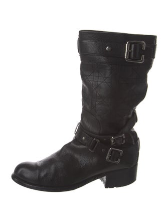 Christian Dior Cannage Pattern Leather Moto Boots