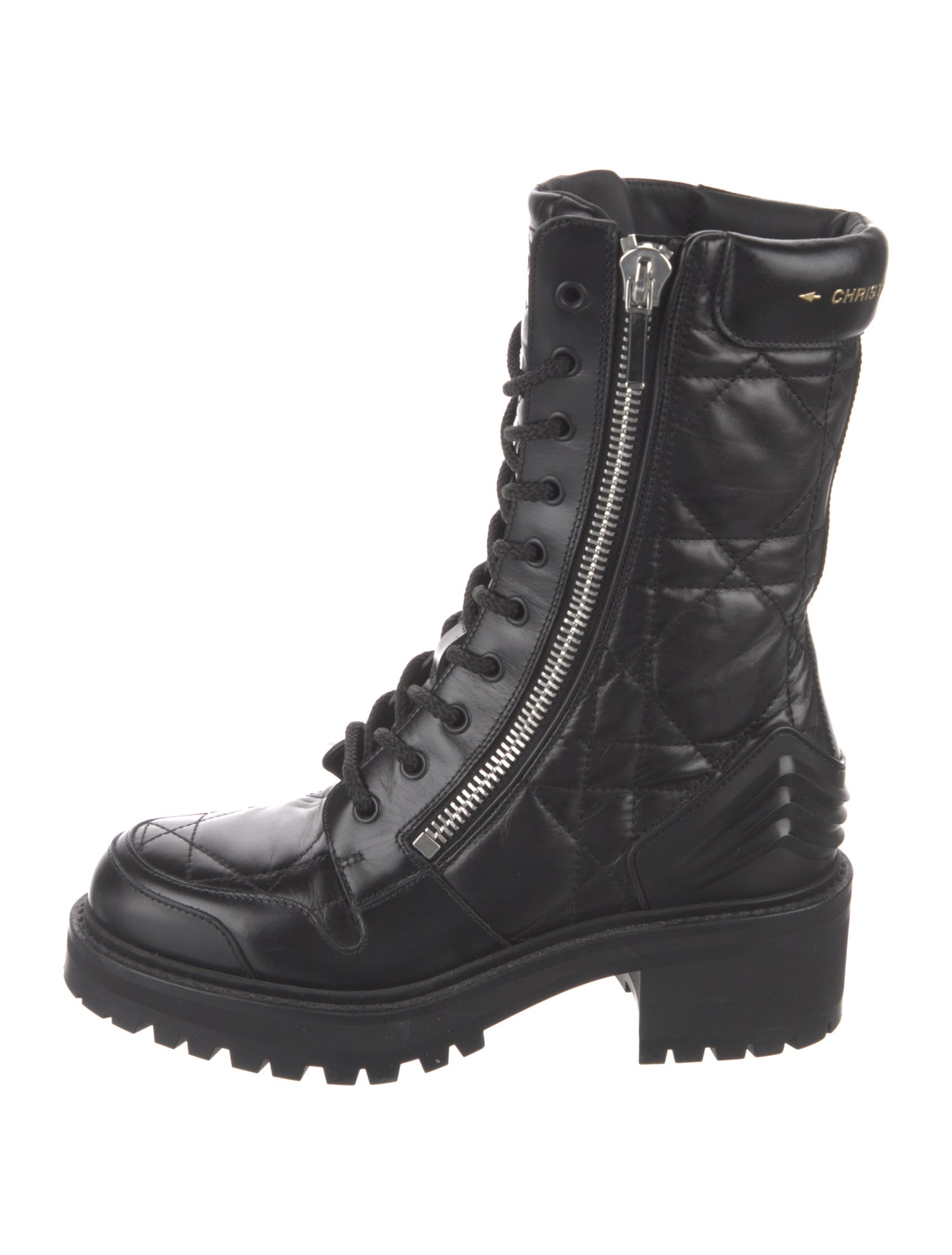 Christian Dior Cannage Pattern Leather Combat Boots
