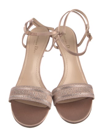 Christian Dior Canvas Embroidered Accent Slingback Sandals