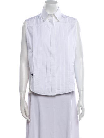 Christian Dior Striped Sleeveless Button-Up Top