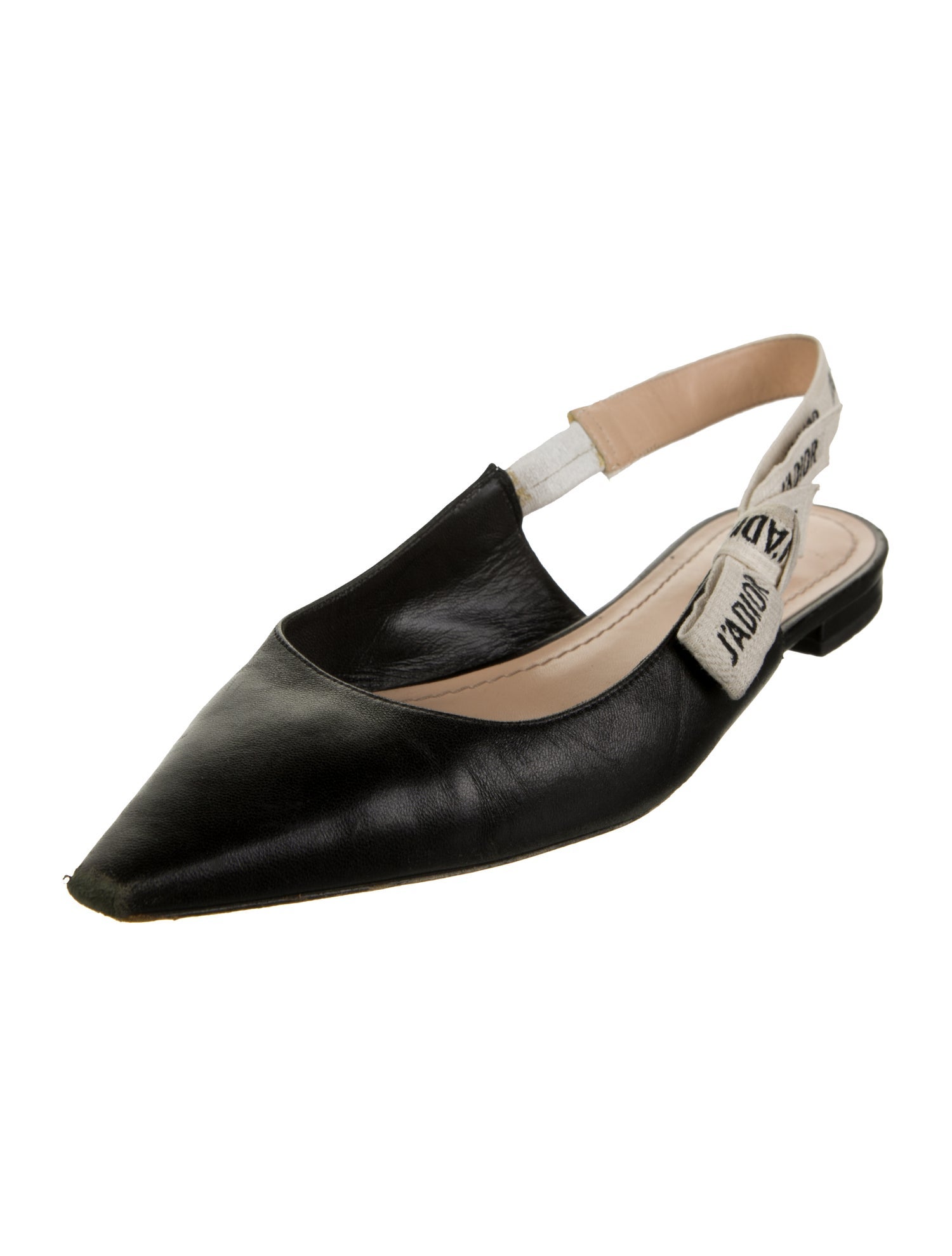 Christian Dior Leather Graphic Print Slingback Flats