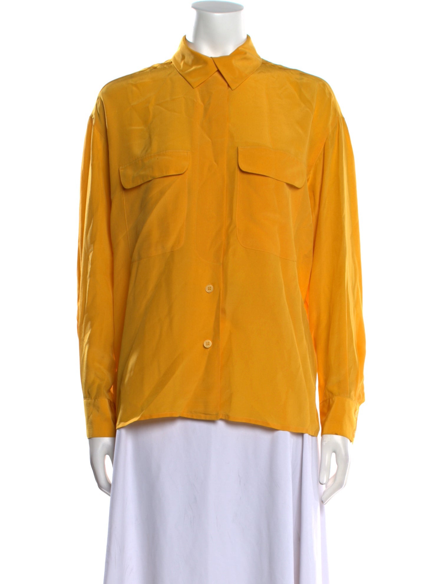 Christian Dior Silk Long Sleeve Button-Up Top