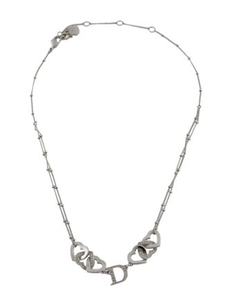 Christian Dior Crystal Heart Double Strand Pendant Necklace