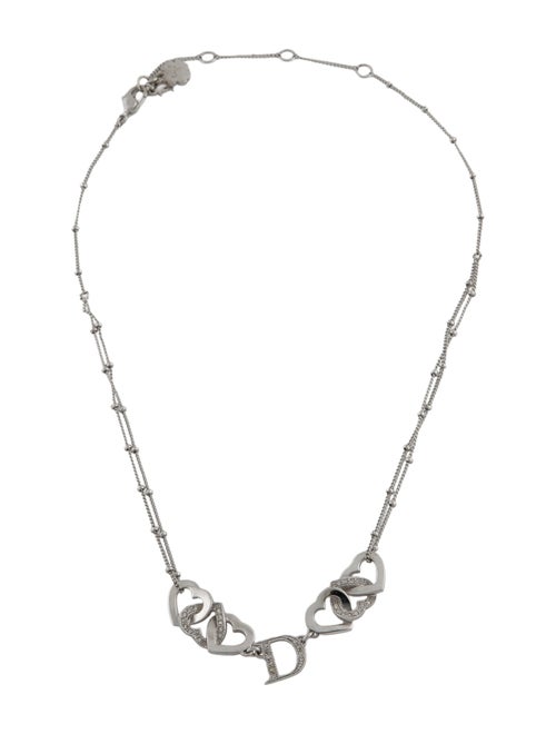 Christian Dior Crystal Heart Double Strand Pendant Necklace