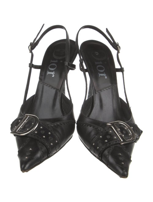 Christian Dior Leather Studded Accents Slingback Pumps
