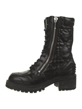 Christian Dior Quilted Pattern Leather Combat Boots
