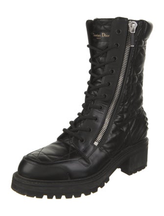 Christian Dior Quilted Pattern Leather Combat Boots