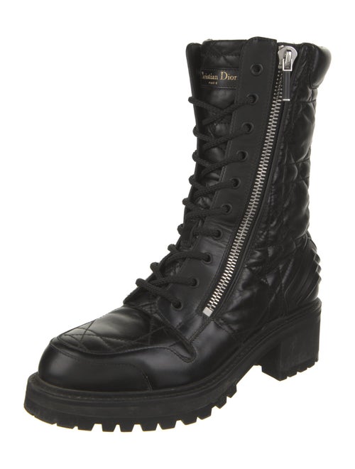 Christian Dior Quilted Pattern Leather Combat Boots