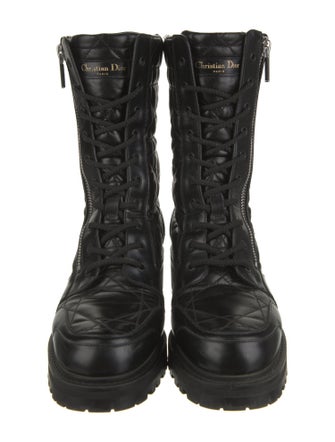Christian Dior Quilted Pattern Leather Combat Boots