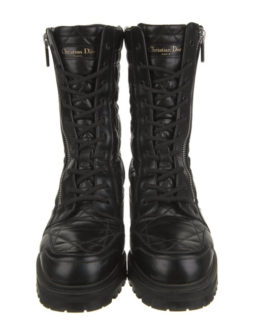 Christian Dior Quilted Pattern Leather Combat Boots