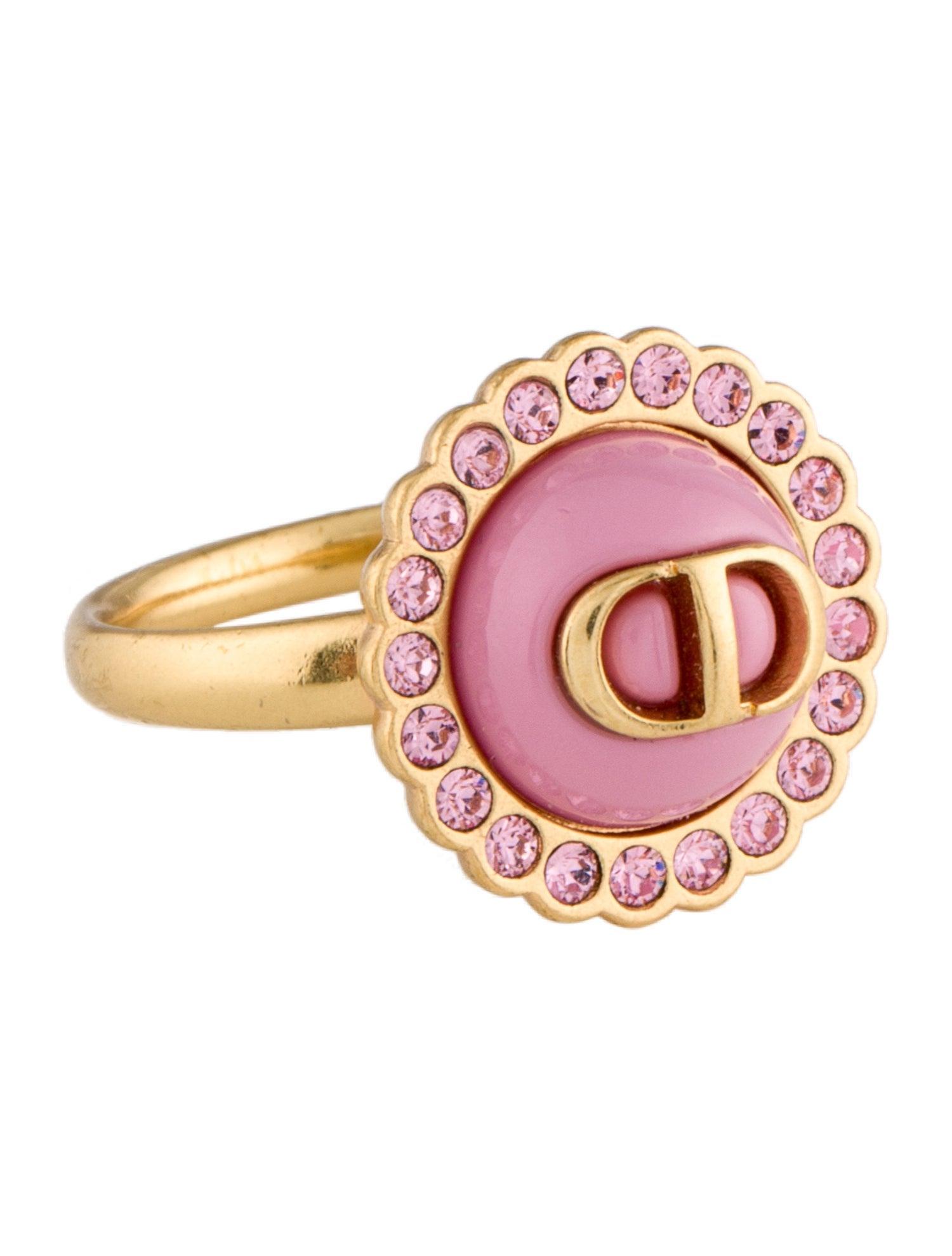 Christian Dior Crystal & Resin CD Cocktail Ring