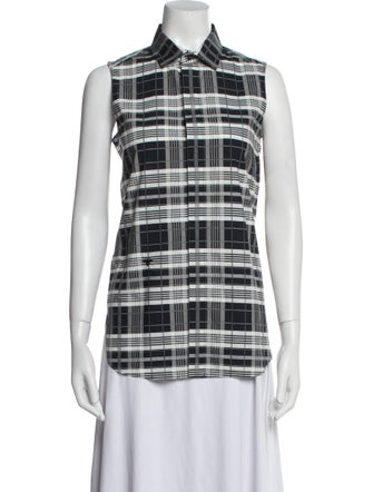 Christian Dior 2018 Plaid Print Button-Up Top