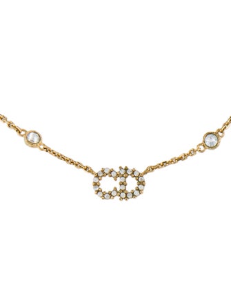 Christian Dior Faux Pearl & Crystal Clair D Lune Pendant Necklace