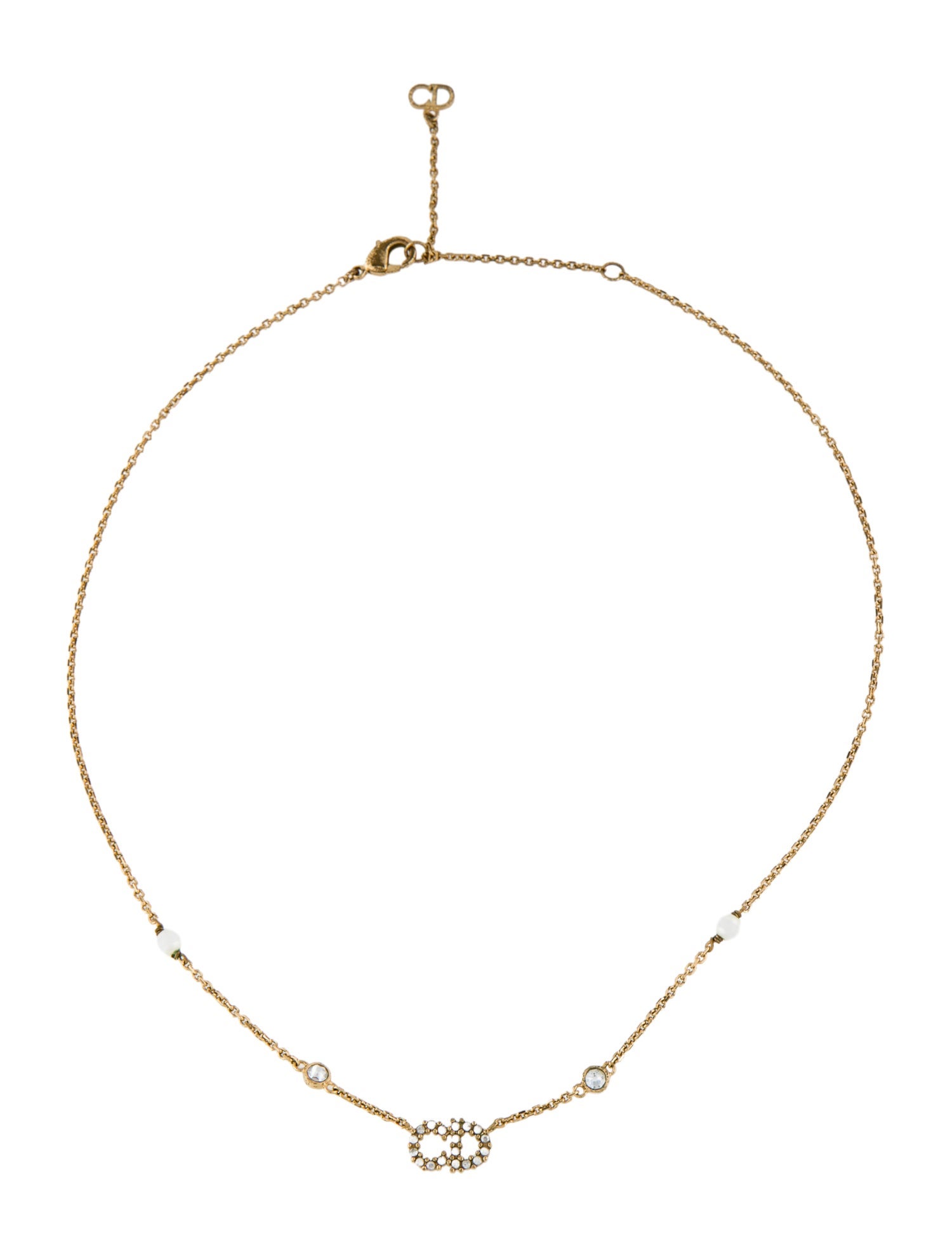 Christian Dior Faux Pearl & Crystal Clair D Lune Pendant Necklace