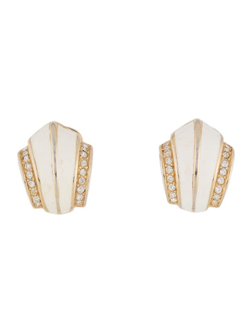 Christian Dior Vintage Crystal & Enamel Clip-On Earrings