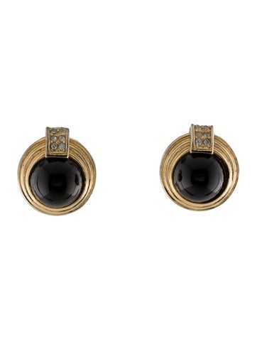 Christian Dior Clip-On Vintage Crystal & Resin Earrings