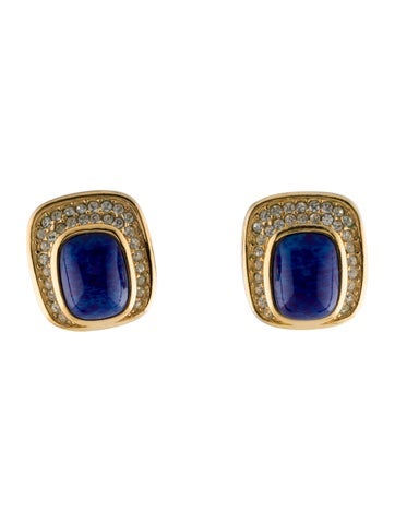 Christian Dior Clip-On Vintage Crystal & Resin Earrings