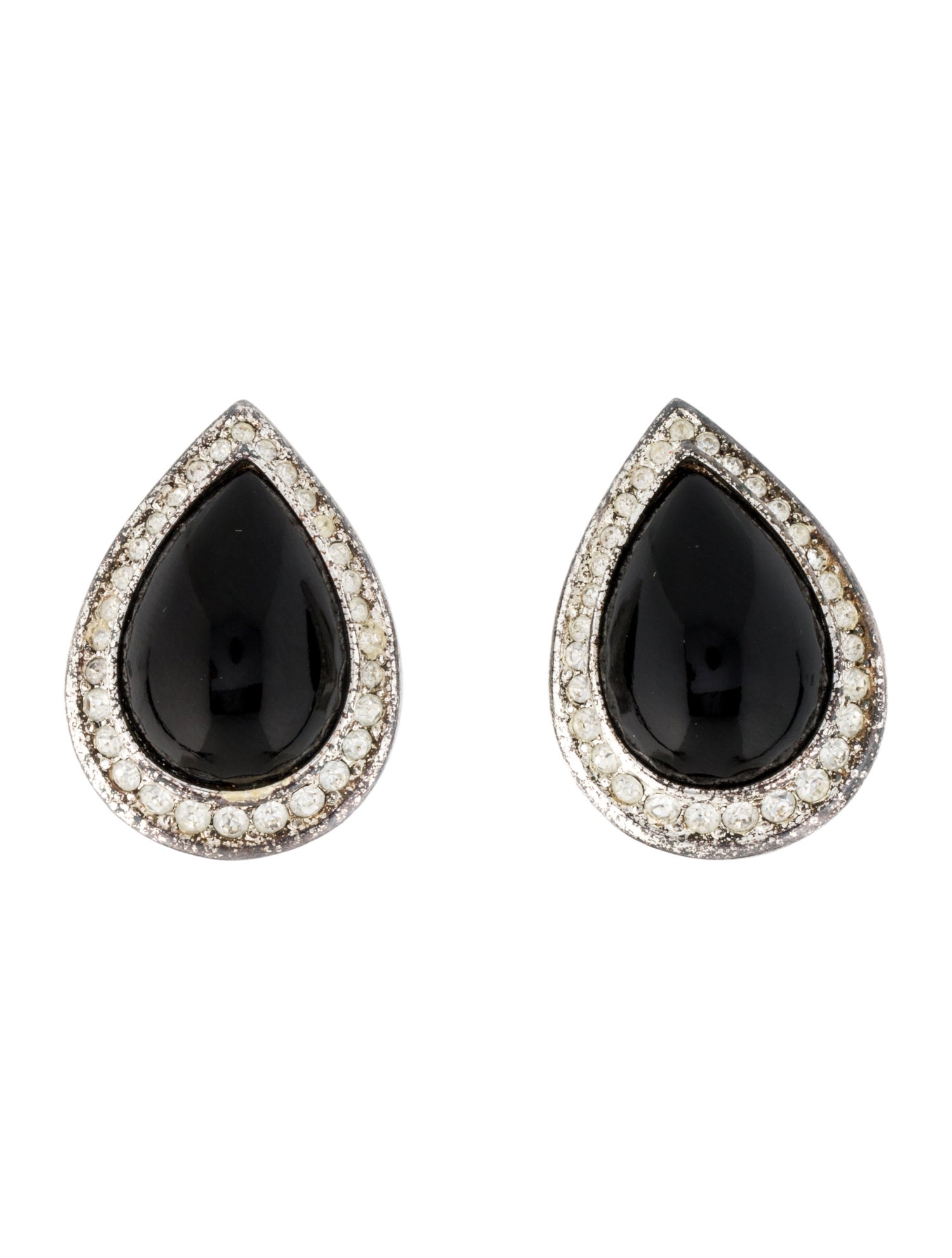 Christian Dior Vintage Resin & Crystal Clip-On Earrings