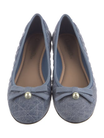 Christian Dior Denim Bow Accents Ballet Flats