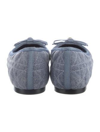 Christian Dior Denim Bow Accents Ballet Flats