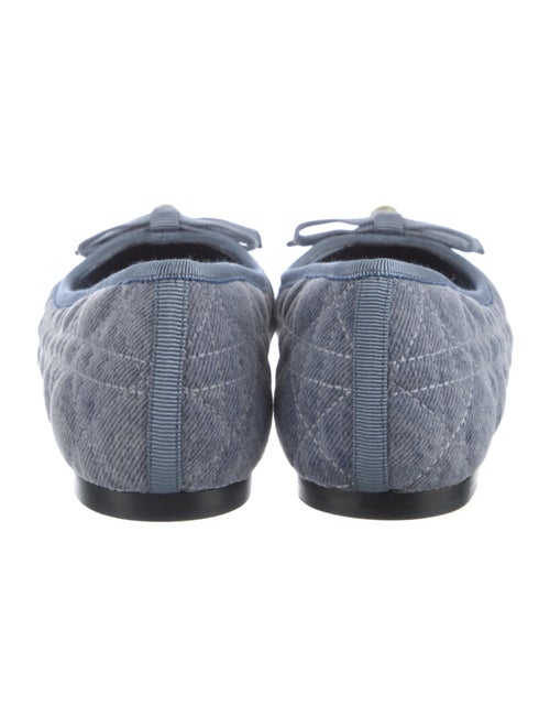 Christian Dior Denim Bow Accents Ballet Flats