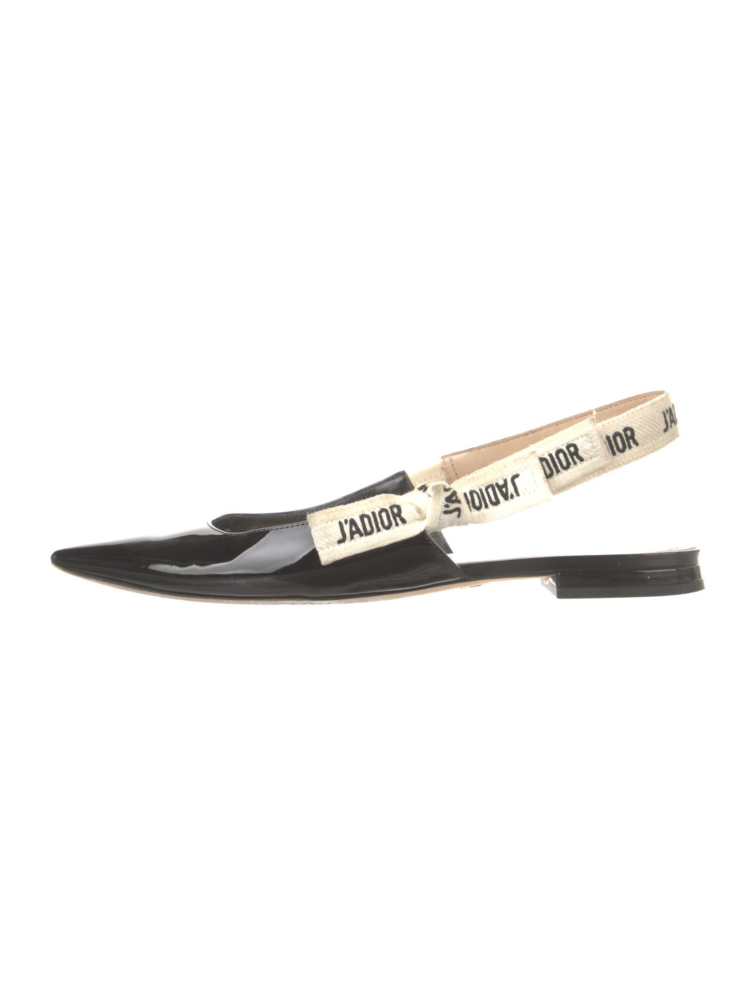 Christian Dior Patent Leather Graphic Print Slingback Flats