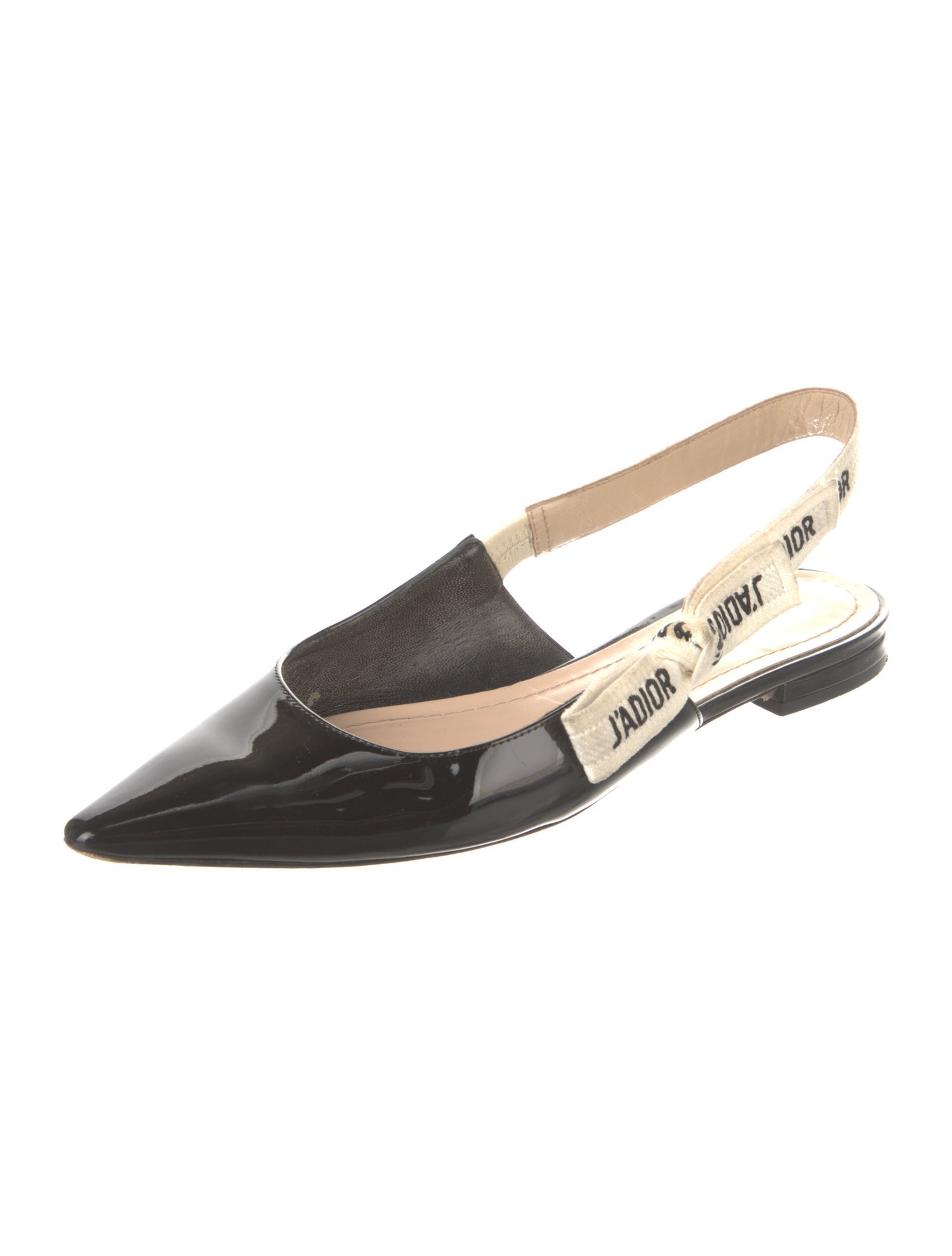 Christian Dior Patent Leather Graphic Print Slingback Flats
