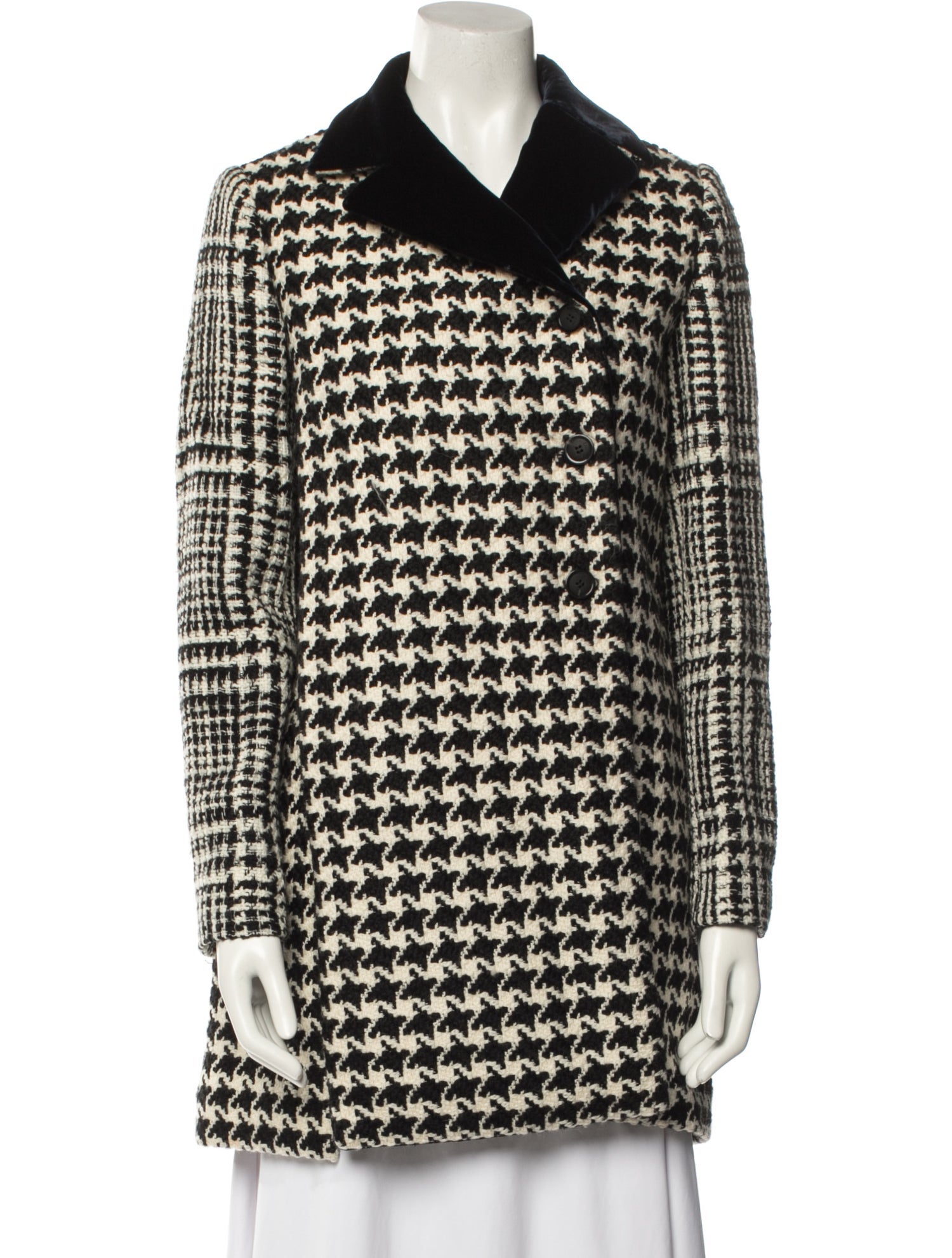 Christian Dior Wool Houndstooth Print Coat