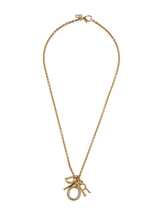 Christian Dior Crystal Logo Pendant Necklace
