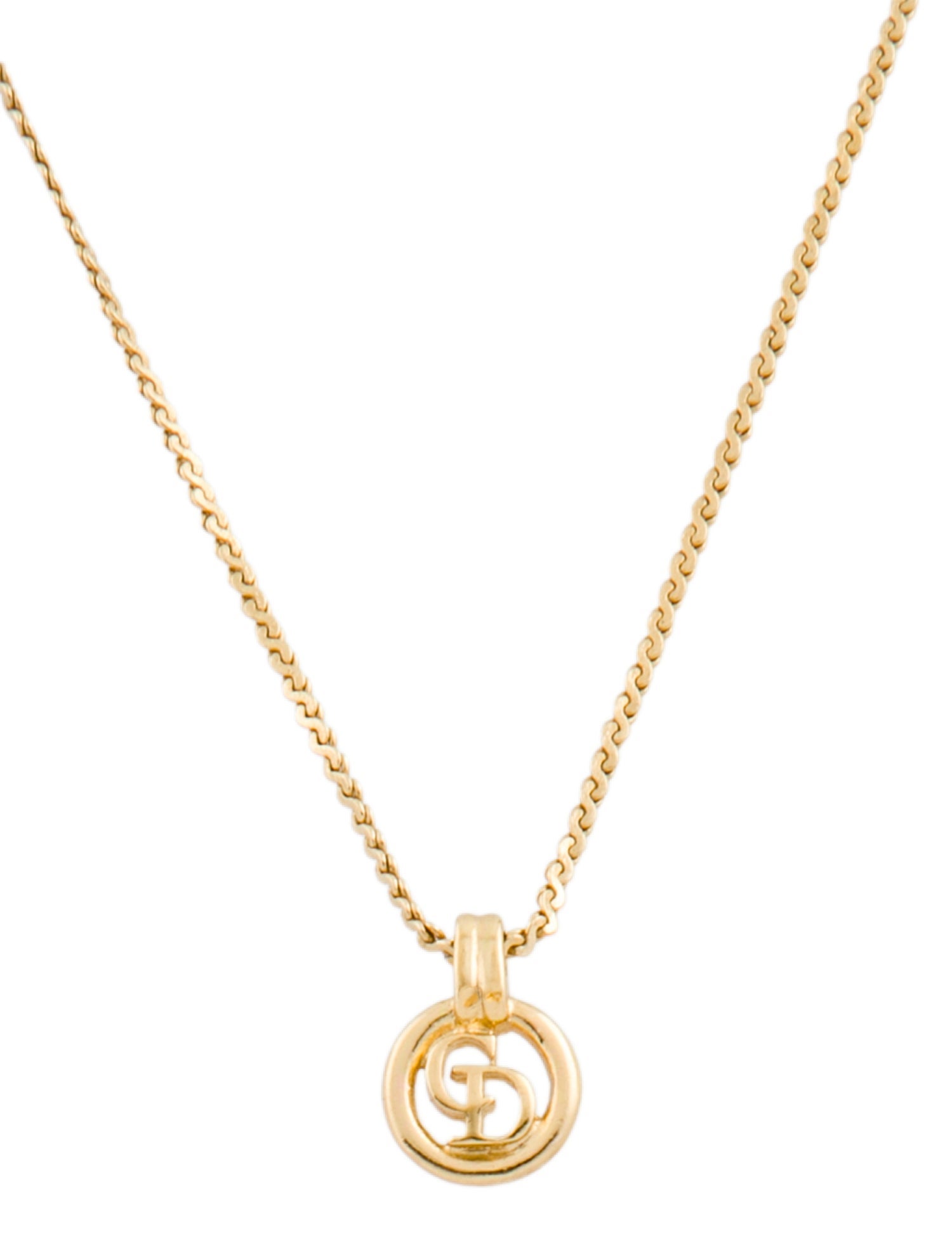 Christian Dior Vintage "CD" Logo Pendant Necklace